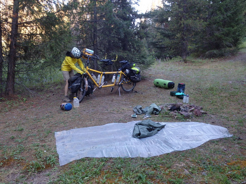 GDMBR: Terry was addressing the kitchen needs while Dennis sat up the tent.